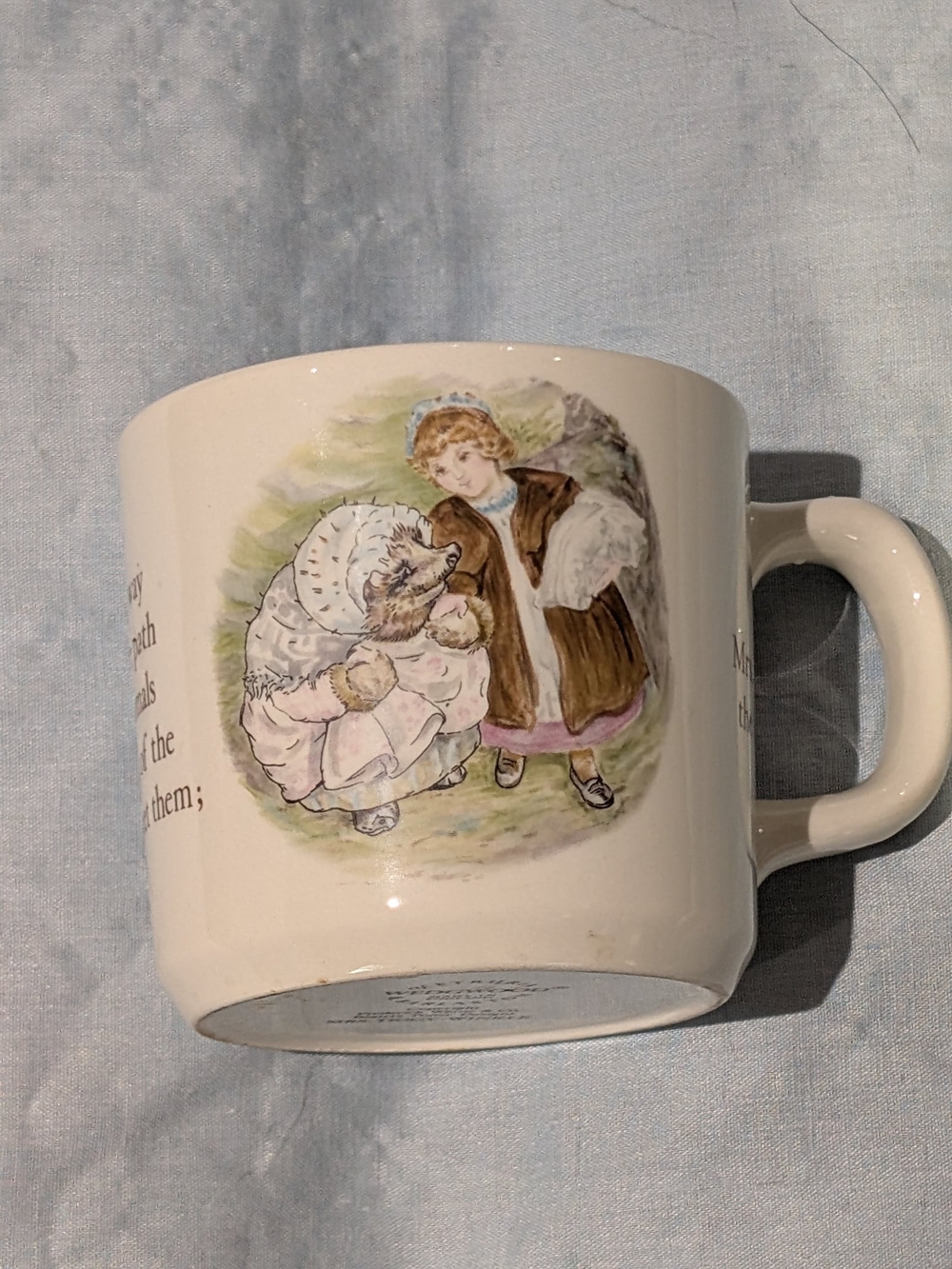 Beatrix Potter Ceramic Mug with Pastel Illustration — Classic Storybook Design
